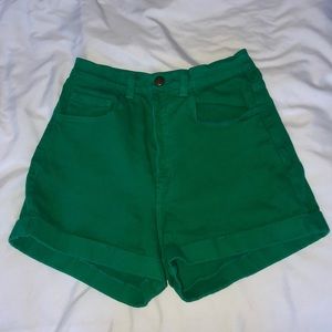American Apparel Green Denim Shorts